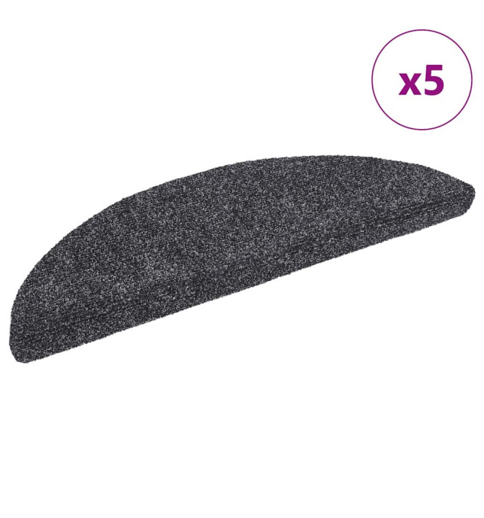 Tapis autoadhésifs de marches 5 pcs Gris foncé 56x17x3 cm | Mobilier & Déco