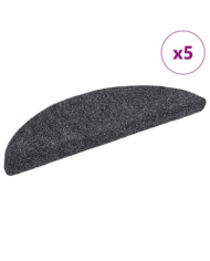 Tapis autoadhésifs de marches 5 pcs Gris foncé 56x17x3 cm | Mobilier & Déco