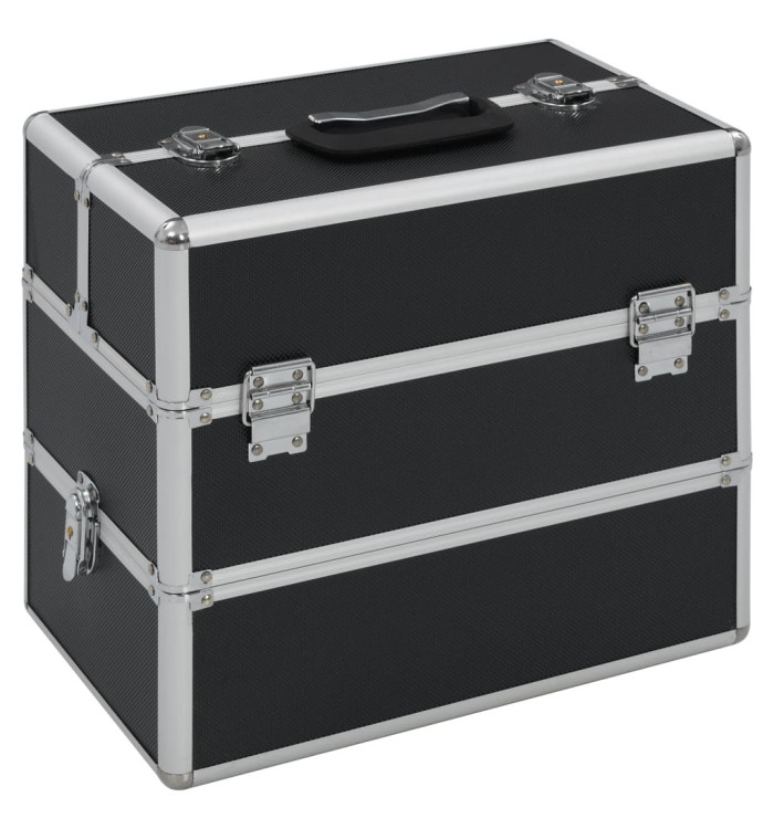 Mallette à maquillage 37x24x35 cm Noir Aluminium | Mobilier & Déco