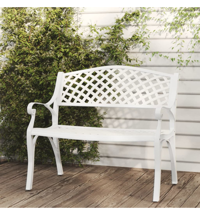Banc de jardin 102 cm aluminium coulé blanc | Mobilier & Déco