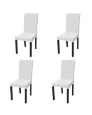 Housse de chaise droite extensible 4 pcs blanc | Mobilier & Déco