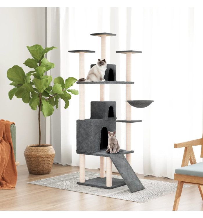 Arbre à chat avec griffoirs en sisal Gris foncé 175 cm | Mobilier & Déco