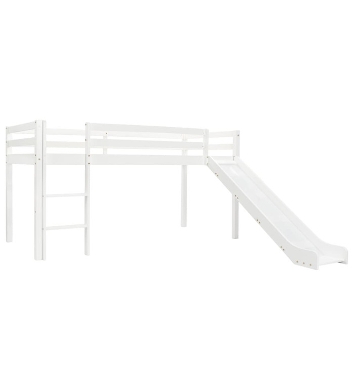 Lit mezzanine d'enfants toboggan et échelle bois pin 97x208 cm | Mobilier & Déco