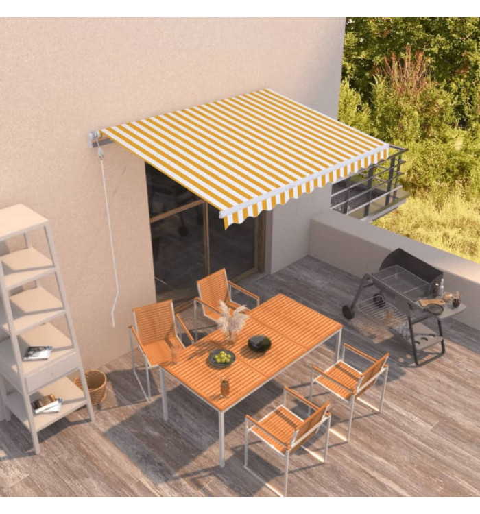 Auvent rétractable automatique 350x250 cm Jaune et blanc | Mobilier & Déco