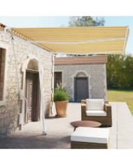 Auvent automatique sur pied 350x250 cm Jaune/Blanc | Mobilier & Déco