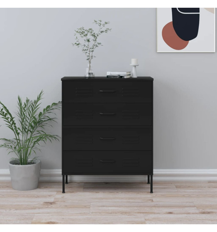 Commode Noir 80x35x101,5 cm Acier | Mobilier & Déco