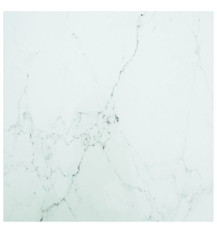 Dessus de table blanc 70x70 cm 6 mm verre trempé design marbre | Mobilier & Déco