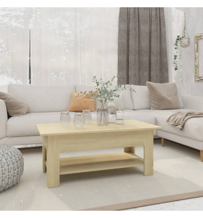 Table basse chêne sonoma 102x55x42 cm bois d'ingénierie | Mobilier & Déco