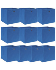 Boîtes de rangement 10 pcs Bleu 32x32x32 cm Tissu | Mobilier & Déco