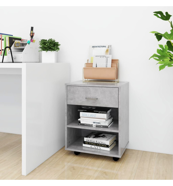 Armoire à roulettes Gris béton 46x36x59 cm Bois d’ingénierie | Mobilier & Déco