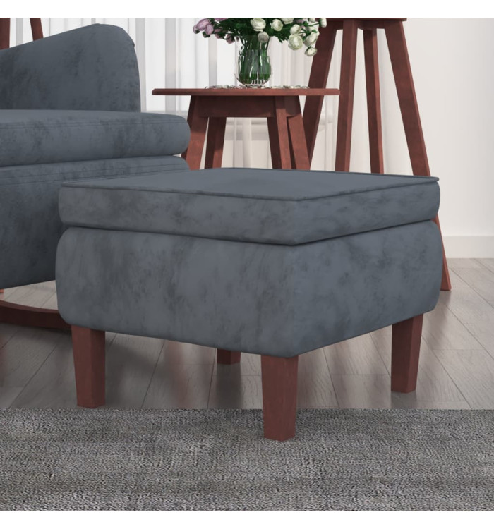 Tabouret avec pieds en bois Gris foncé Velours | Mobilier & Déco