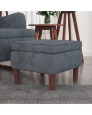 Tabouret avec pieds en bois Gris foncé Velours | Mobilier & Déco