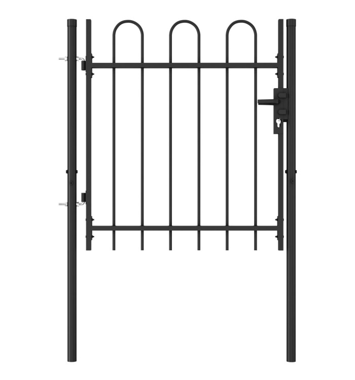 Portillon simple porte avec dessus arqué Acier 1x1 m Noir | Mobilier & Déco