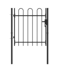 Portillon simple porte avec dessus arqué Acier 1x1 m Noir | Mobilier & Déco