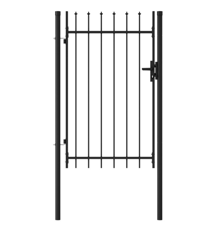 Portillon simple porte avec dessus à pointe Acier 1x1,5 m Noir | Mobilier & Déco