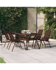 Table de jardin Marron et noir 140x70x70 cm Acier et verre | Mobilier & Déco
