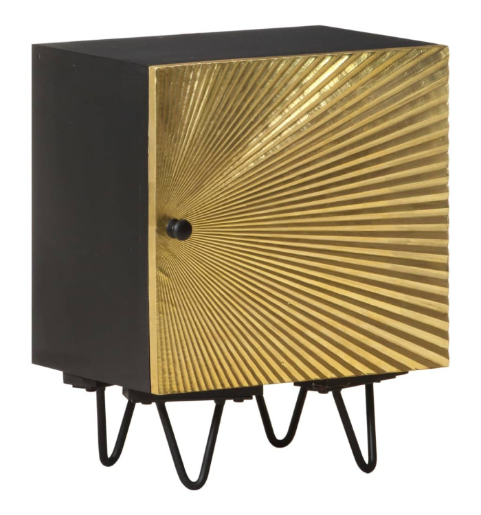 Table de chevet avec front en laiton 40x30x50cm Manguier massif | Mobilier & Déco