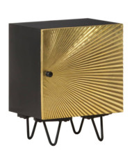Table de chevet avec front en laiton 40x30x50cm Manguier massif | Mobilier & Déco