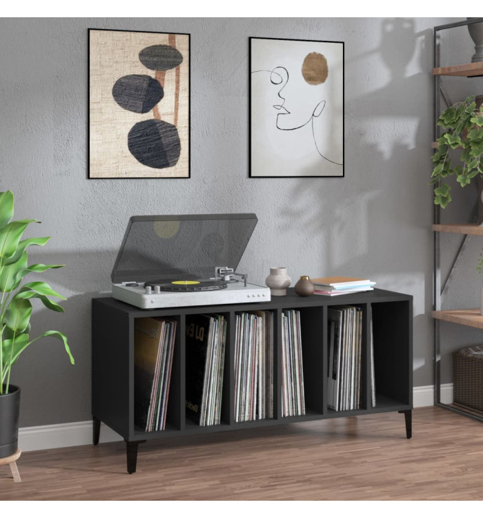 Armoire à disques noir 100x38x48 cm bois d'ingénierie | Mobilier & Déco