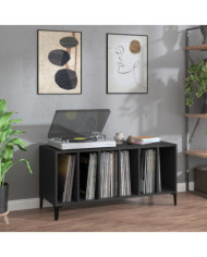 Armoire à disques noir 100x38x48 cm bois d'ingénierie | Mobilier & Déco