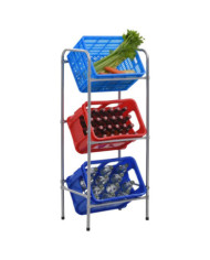 Étagère de rangement pour 3 caisses Argenté 50x33x116 cm Acier | Mobilier & Déco