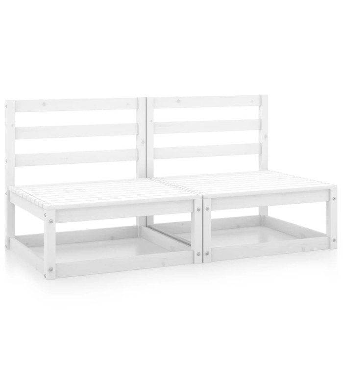 Canapés centraux de jardin 2 pcs blanc bois de pin massif | Mobilier & Déco