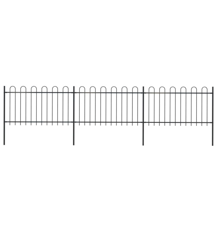 Clôture de jardin avec dessus en cerceau Acier 5,1 x 1 m Noir | Mobilier & Déco
