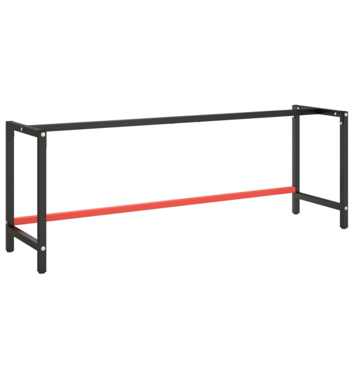 Cadre de banc de travail Noir et rouge mat 220x57x79 cm Métal | Mobilier & Déco