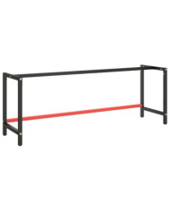 Cadre de banc de travail Noir et rouge mat 220x57x79 cm Métal | Mobilier & Déco