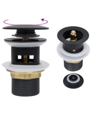 Drain à poussoir avec débordement Noir 6,4x6,4x9,1 cm | Mobilier & Déco