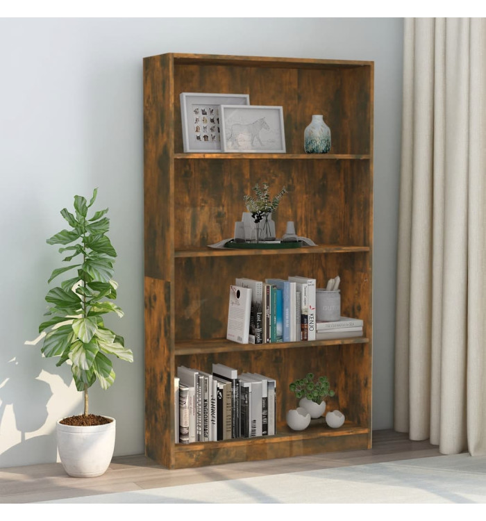 Bibliothèque 4 niveaux Chêne fumé 80x24x142cm Bois d'ingénierie | Mobilier & Déco