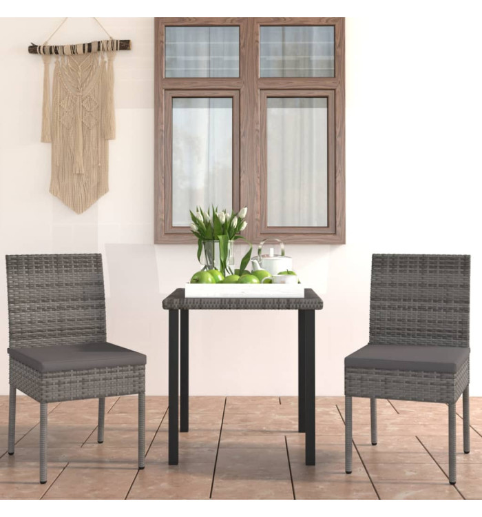 Ensemble à manger de jardin 3 pcs Résine tressée Gris | Mobilier & Déco