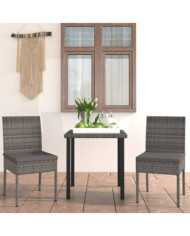 Ensemble à manger de jardin 3 pcs Résine tressée Gris | Mobilier & Déco