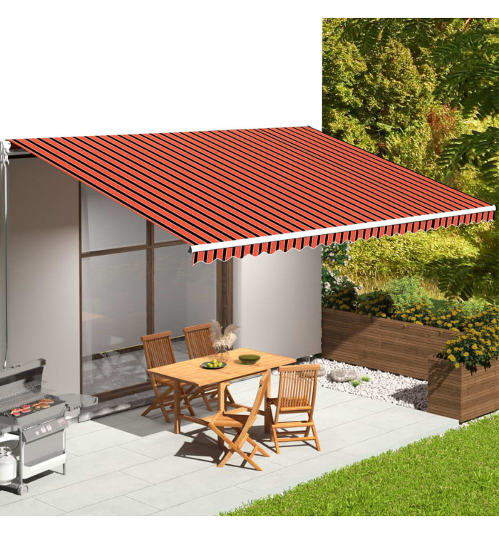 Tissu de remplacement pour auvent Orange et marron 6x3,5 m | Mobilier & Déco