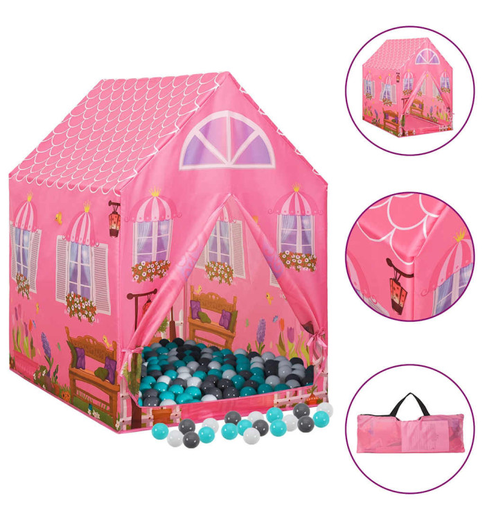 Tente de jeu pour enfants avec 250 balles Rose 69x94x104 cm | Mobilier & Déco