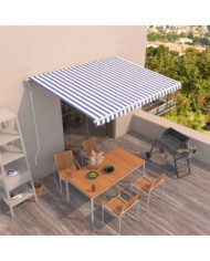Auvent rétractable automatique 400x350 cm Bleu et blanc | Mobilier & Déco