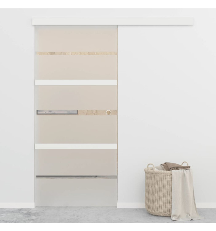 Porte coulissante butées souples Verre ESG aluminium 90x205 cm | Mobilier & Déco