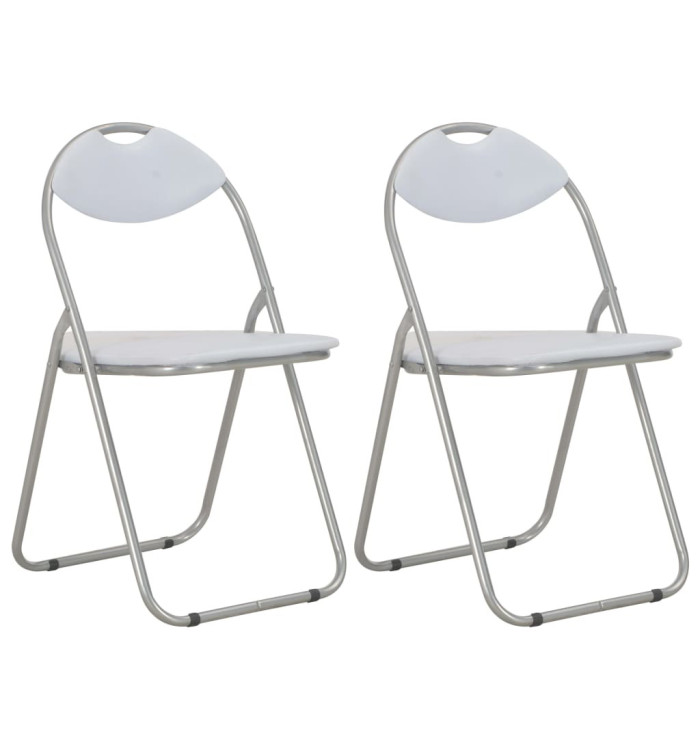 Chaises pliantes à manger lot de 2 blanc similicuir | Mobilier & Déco