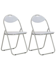 Chaises pliantes à manger lot de 2 blanc similicuir | Mobilier & Déco