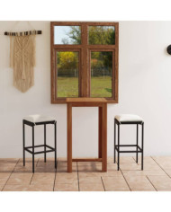 Ensemble de bar de jardin avec coussins 3 pcs Noir | Mobilier & Déco