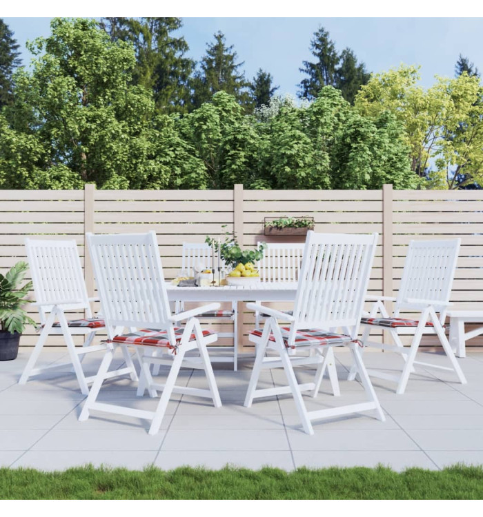 Coussins de chaise de jardin lot de 6 carreaux rouges 40x40x3cm | Mobilier & Déco