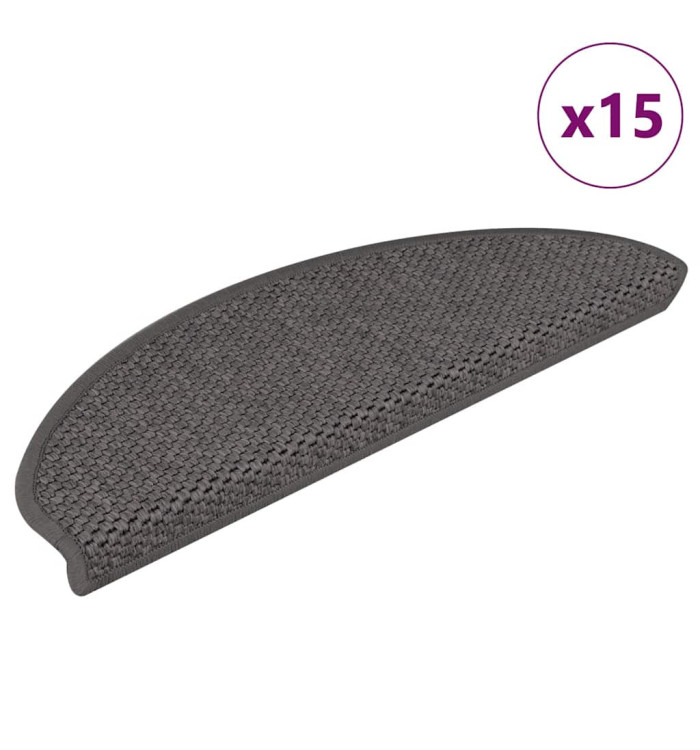 Tapis d'escalier autocollants aspect sisal 15 pcs 65x21x4 cm | Mobilier & Déco