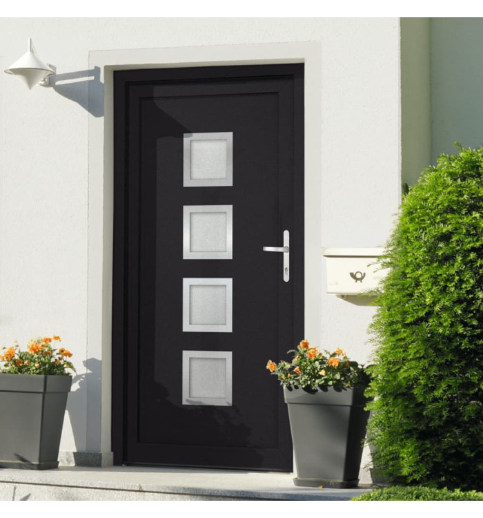 Porte d'entrée anthracite 98x190 cm PVC | Mobilier & Déco