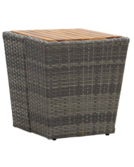 Table à thé gris 41,5x41,5x43cm résine tressée et bois d'acacia | Mobilier & Déco