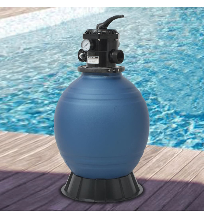 Filtre à sable pour piscine avec vanne 6 positions Bleu 460 mm | Mobilier & Déco