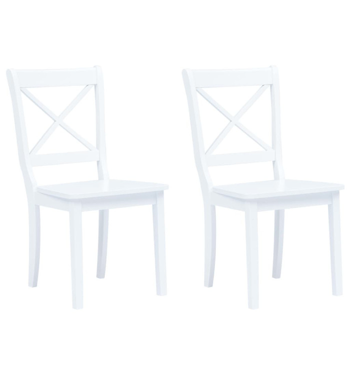Chaises à manger lot de 2 blanc bois hévéa massif | Mobilier & Déco