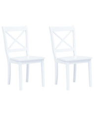 Chaises à manger lot de 2 blanc bois hévéa massif | Mobilier & Déco