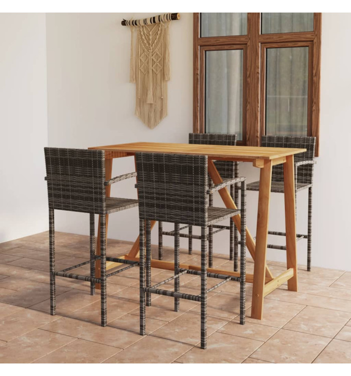 Ensemble de bar de jardin 5 pcs Gris | Mobilier & Déco