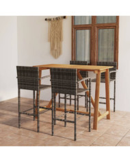 Ensemble de bar de jardin 5 pcs Gris | Mobilier & Déco