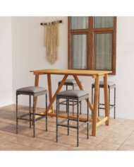 Ensemble de bar de jardin avec coussins 5 pcs Gris | Mobilier & Déco